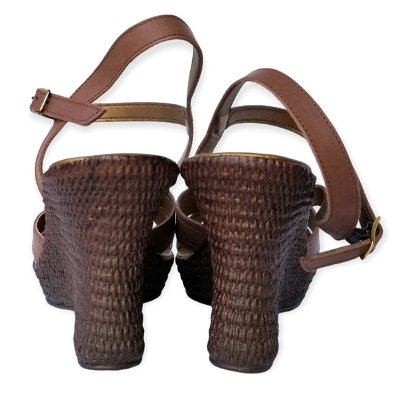 Le Matin Brown Genuine Leather Platform High Heel Sandals Woman's Size 10 - Picture 7 of 9